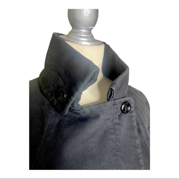 Armani Exchange Black Cotton Lined High Collar Trench Pockets Jacket Wrap Belt S - Picture 7 of 10